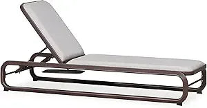 Outdoor Adjustable Chaise Lounge Chair With Cushion Aluminum Poolside Teak
