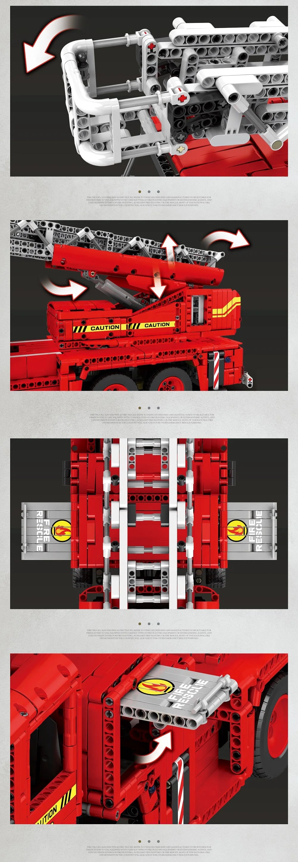 Reobrix Rescue Fire Truck Building Block Set With Extendable Ladder RC