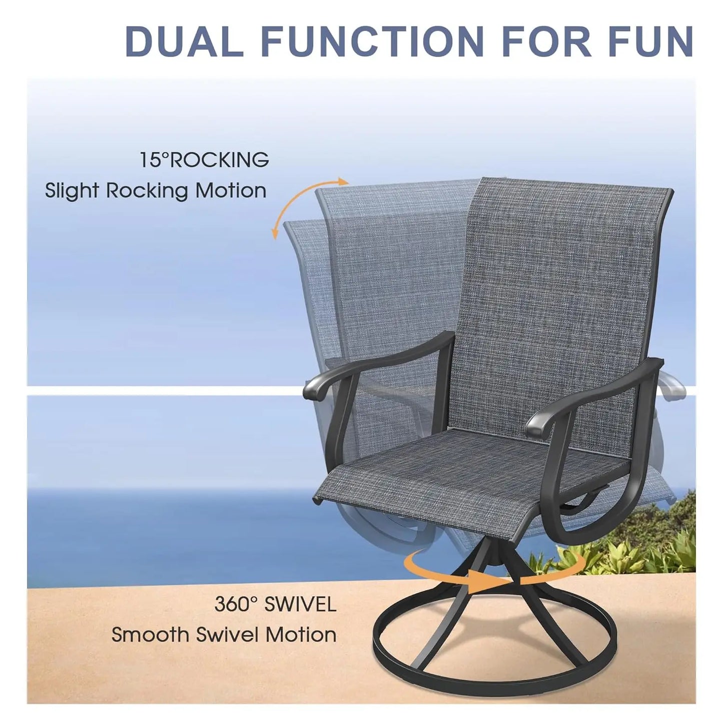Outdoor Dining Set 3 Pieces Wood Patio Set With 2 Swivel Chairs And Table