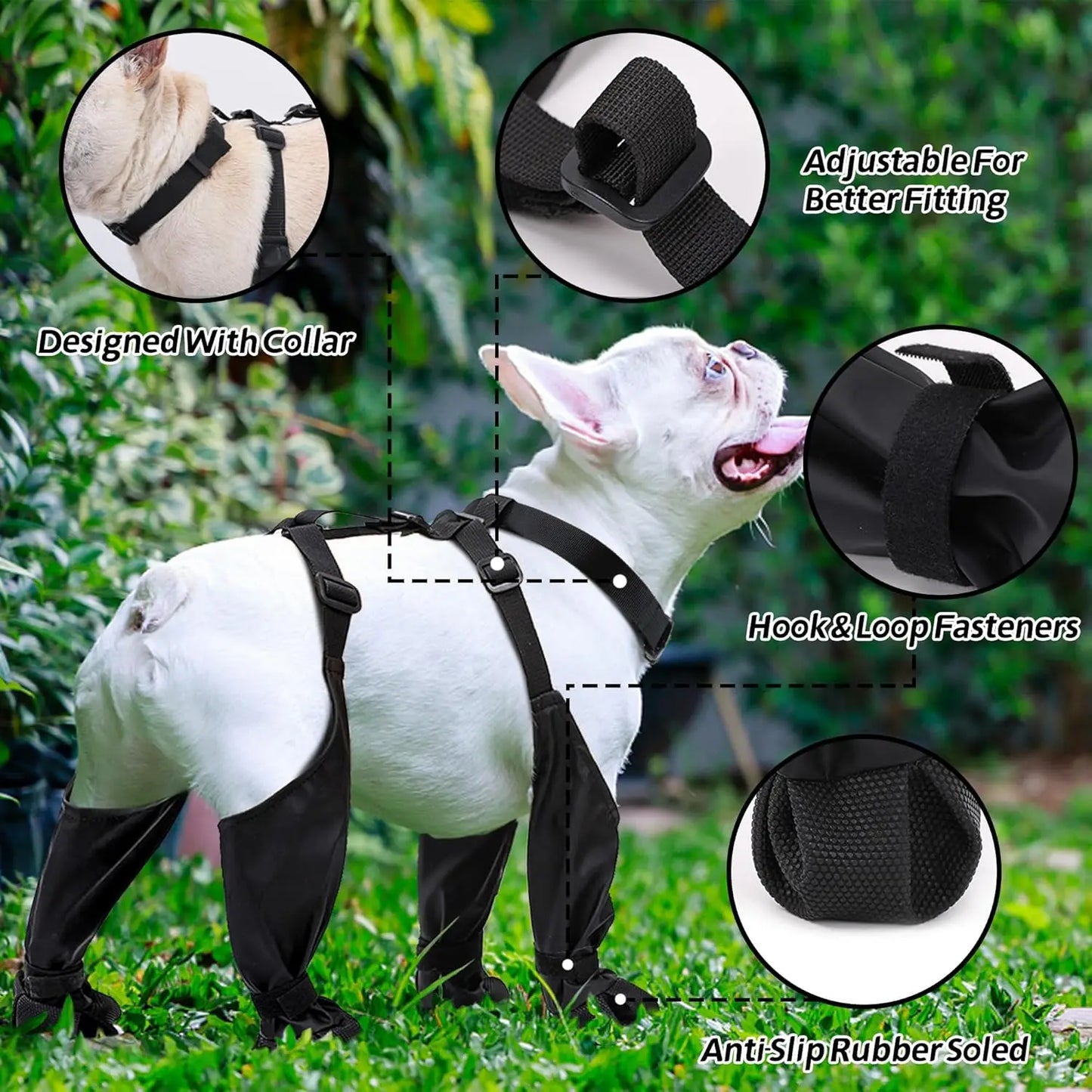 Outdoor Dog Boots With Suspenders Waterproof Paw Protectors For Small Large Dogs