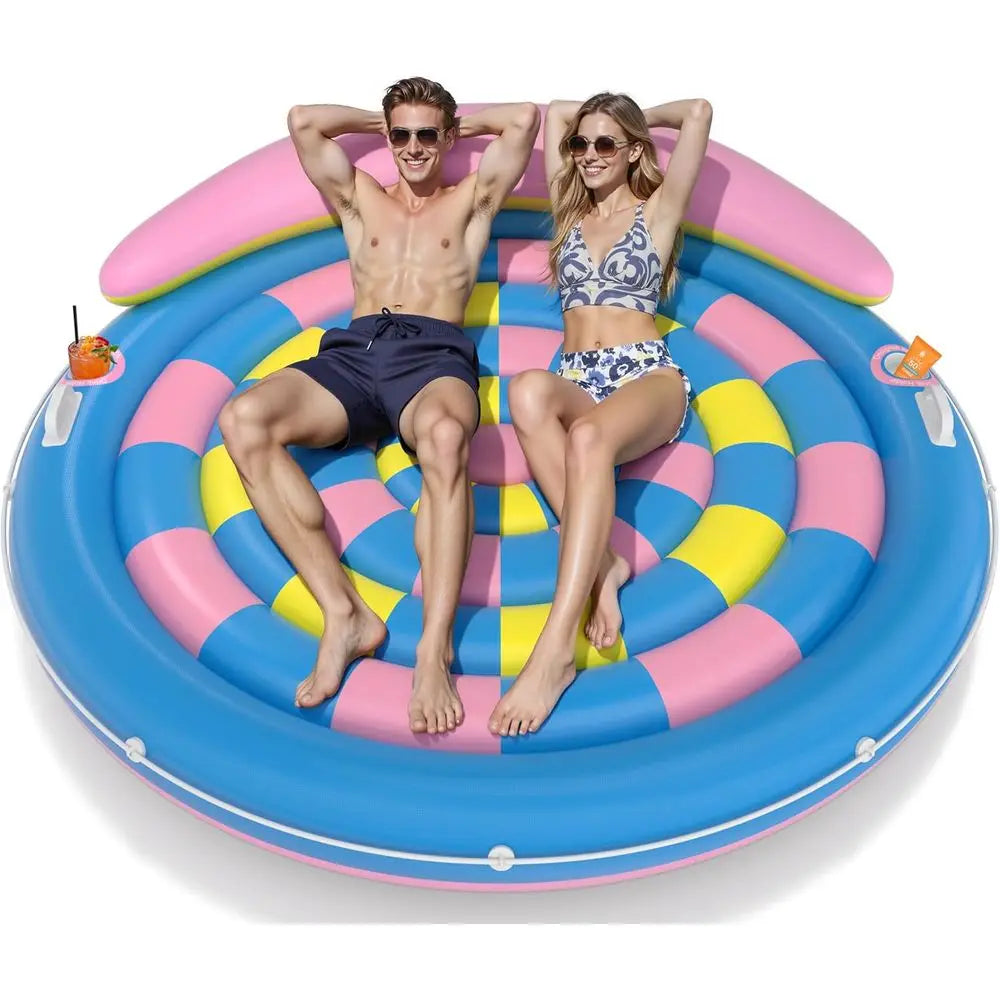Extra Large Heavy Duty Round Pool Float For Adults With Cup Holders Rivers Lakes