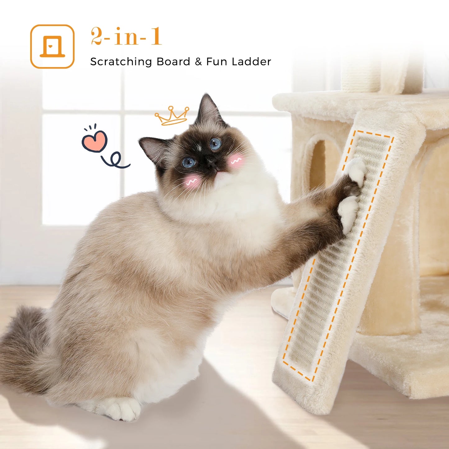 Four Level Cat Tree For Indoor Cats With Sisal Scratching Post And Condos