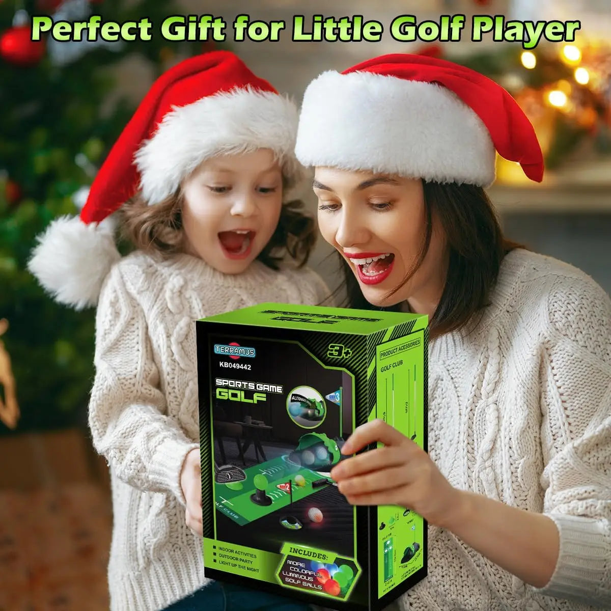 Kids Golf Toy Set Auto Returner Night Light Golf Balls Indoor Outdoor Mini Golf