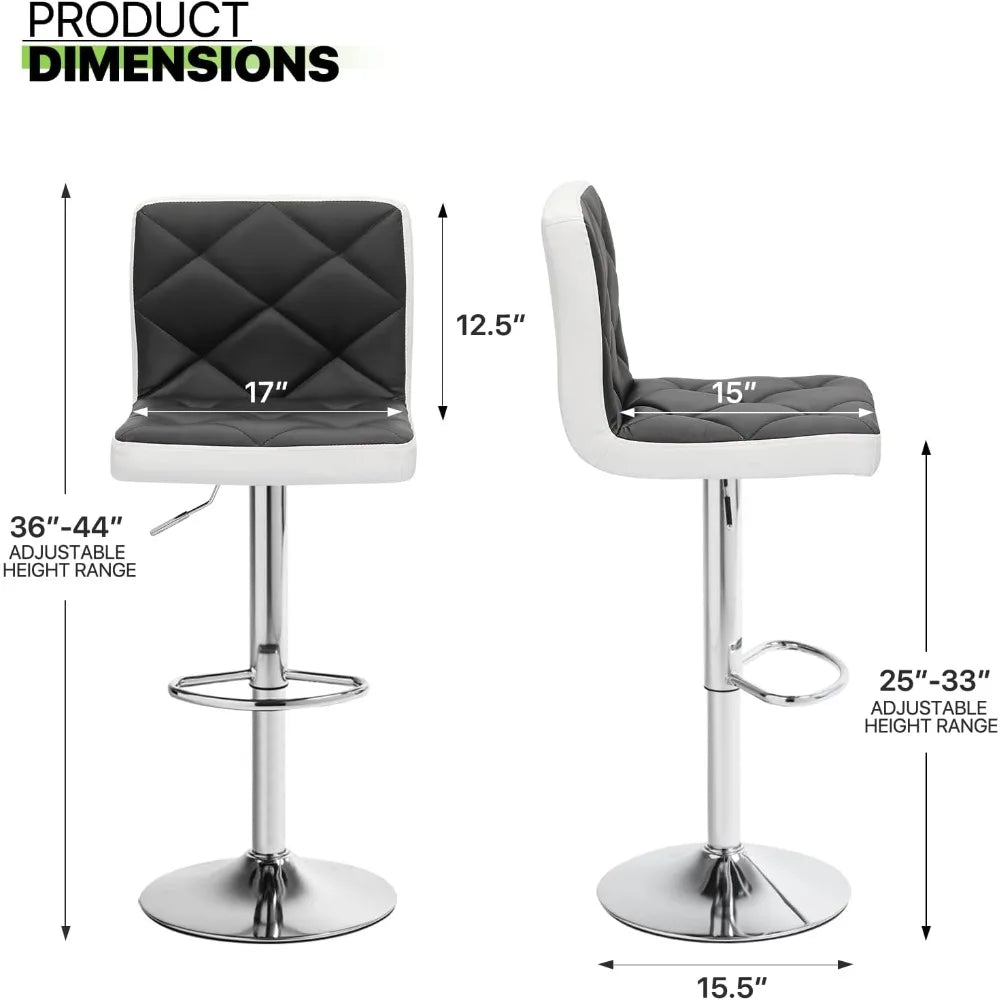 Faux Leather Bar Stools 360 Swivel Adjustable Mixed Black 4