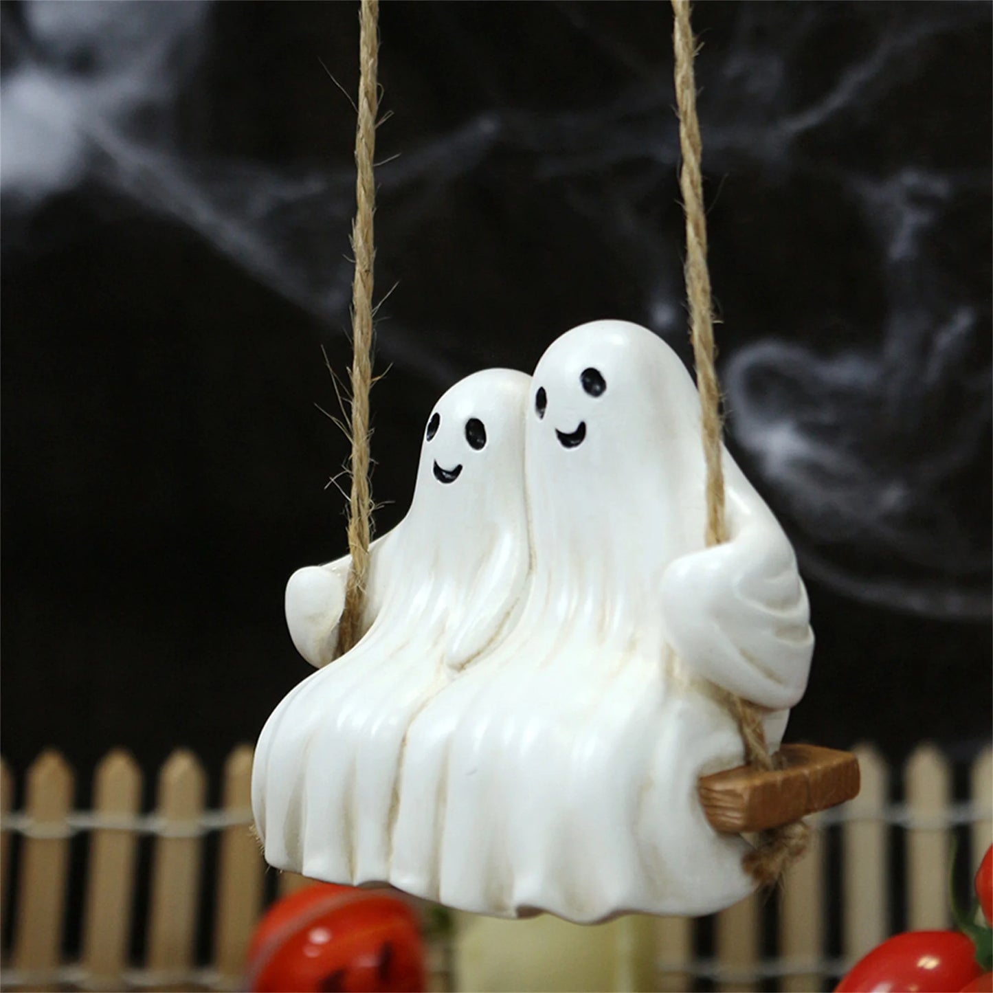 Spooky Halloween Skeleton Duo Figurine Hanging Yard Decor