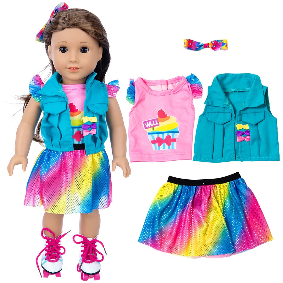 Vest Jacket And Short Skirt Doll Outfit For 18 Inch Dolls