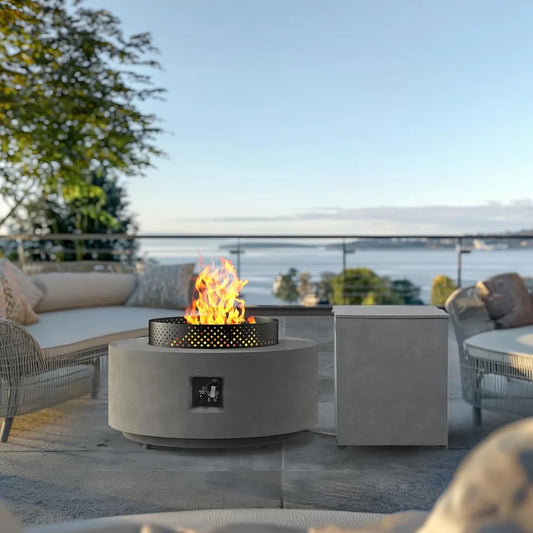 32 Inch Fire Pit Table 3 In 1 65000 BTU Round Gas Firepit