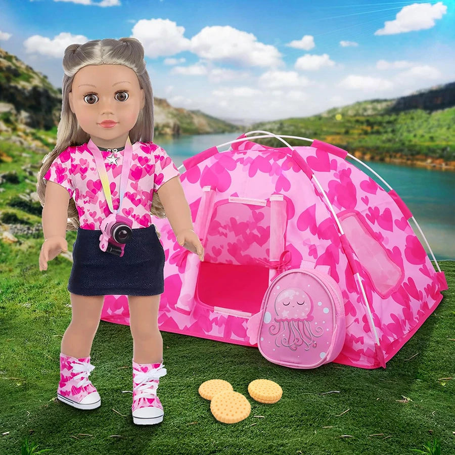 Cuddly Dress and Puppy Tent Accessories for 18 Inch Dolls