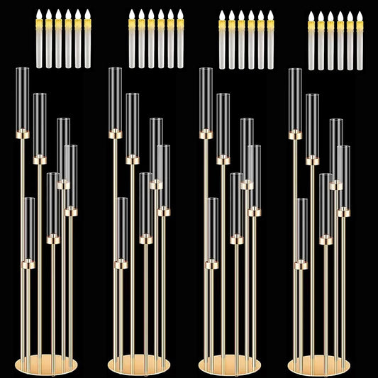 46 Inch Tall Floor Candlestick Holder With 24 LED Candles