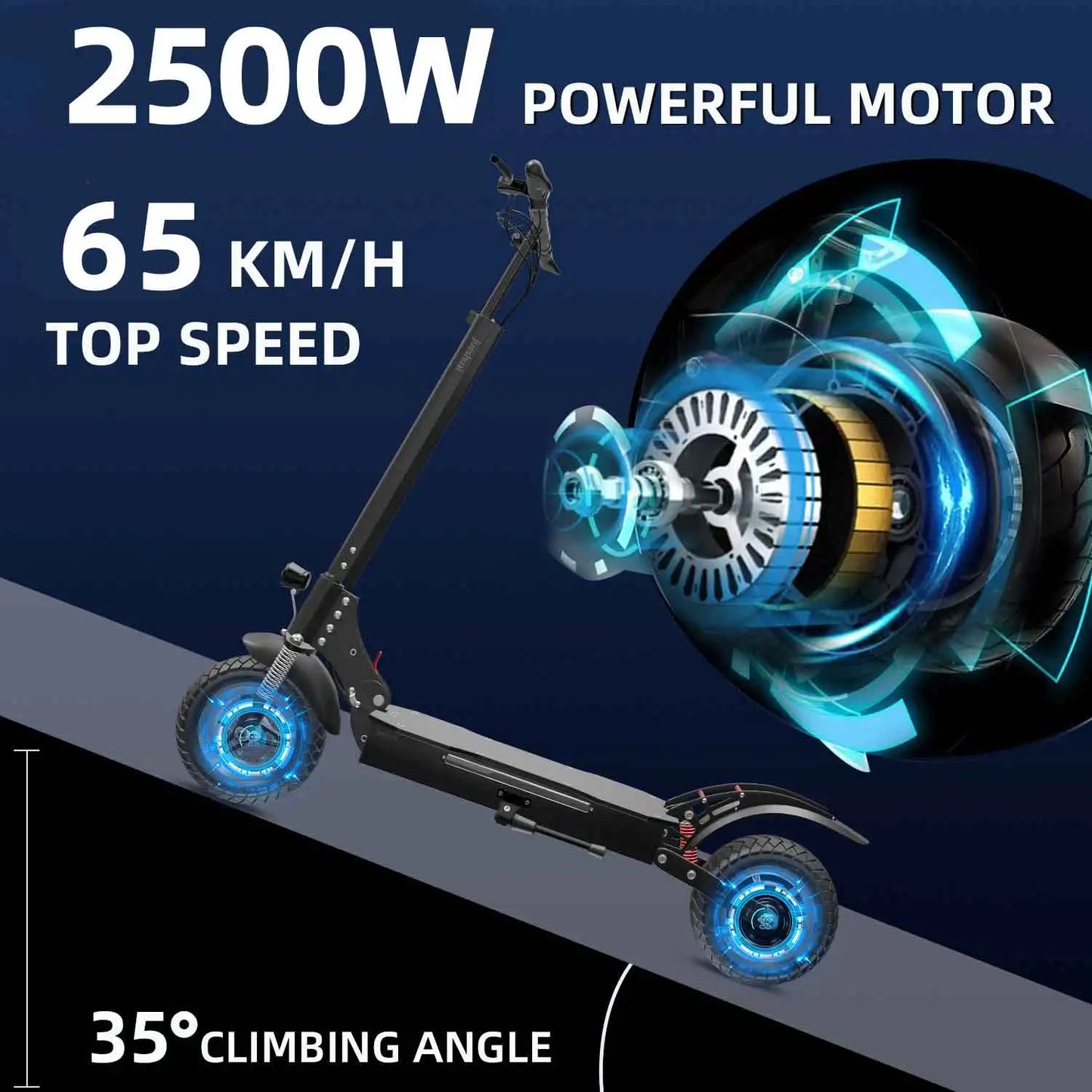 Ajoosos 2500W Electric Adult Scooter 10in Tires 60 To 80km