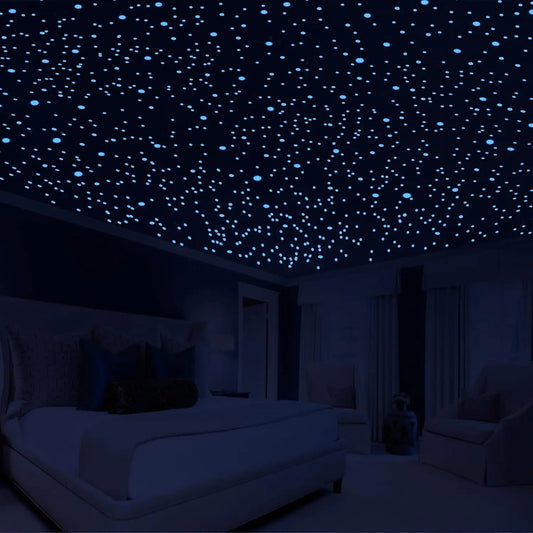 808 Pack Glow in The Dark Stars for Ceiling Glowing Wall Decals Decor Stickers Green and Sky Blue