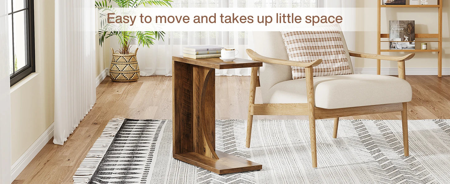 Tribesigns C Shaped End Table For Sofa Living Room Bedroom