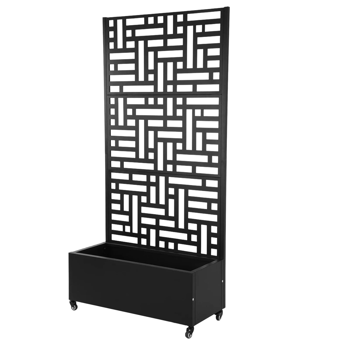 Metal Planter Box With Trellis And Wheels For Climbing Vines Outdoor Garden