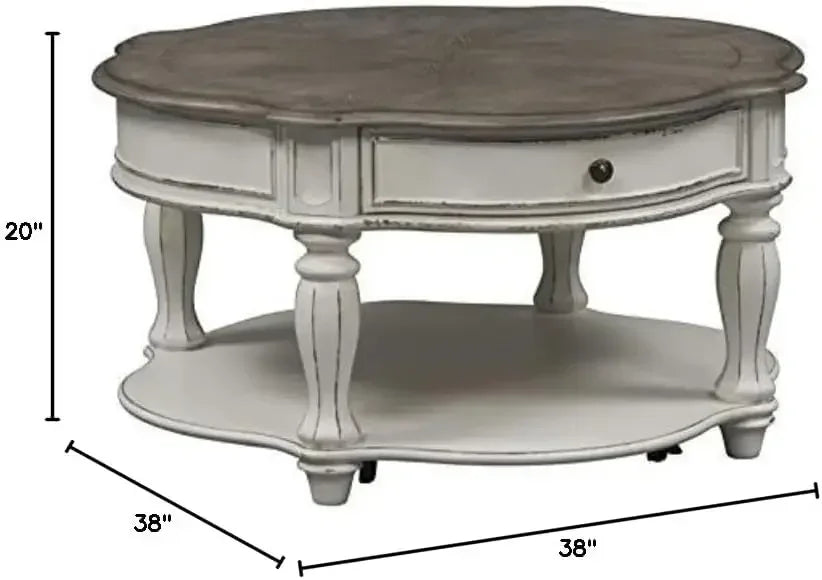 Round Cocktail Table 38 Inch White Modern Living Room