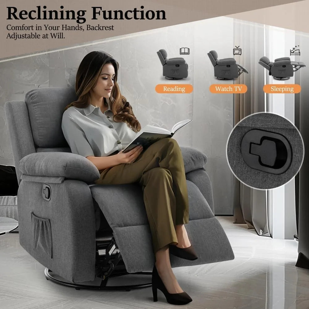 360 Degree Swivel Rocker Chair Glider For Small Spaces