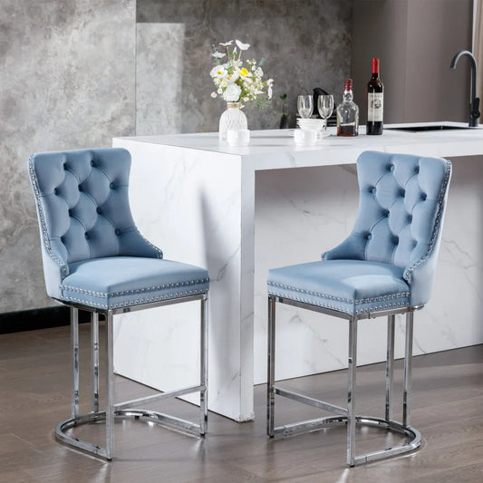 25 Inch Counter Height Velvet Bar Stools Set Of 2 Modern
