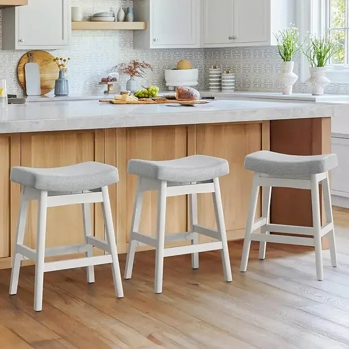 Counter Height Saddle Seat Bar Stools With Sturdy Wood Legs