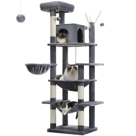 Large Cat Tree Tall Cat Tower for Indoor Cats Multi Level Plush Condo with Scratching Posts Boards Perches Caves
