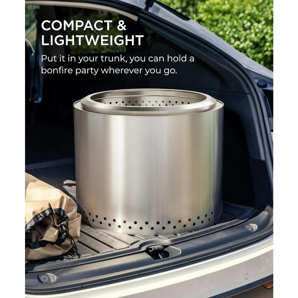 Smokeless 19.7 Inch Fire Pit Ash Pan Stainless Steel