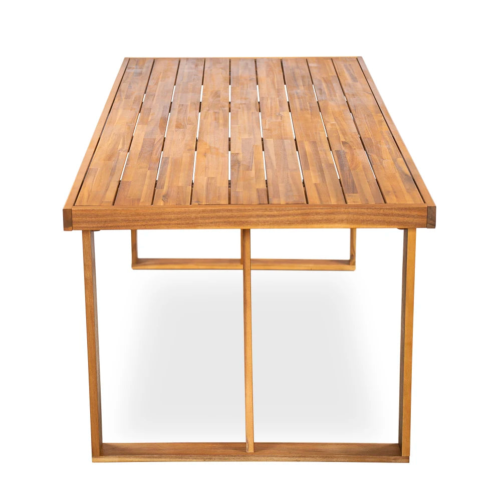 Acacia Wood Outdoor Dining Set 7 Pieces With Cushions 6 Chairs And Large Table