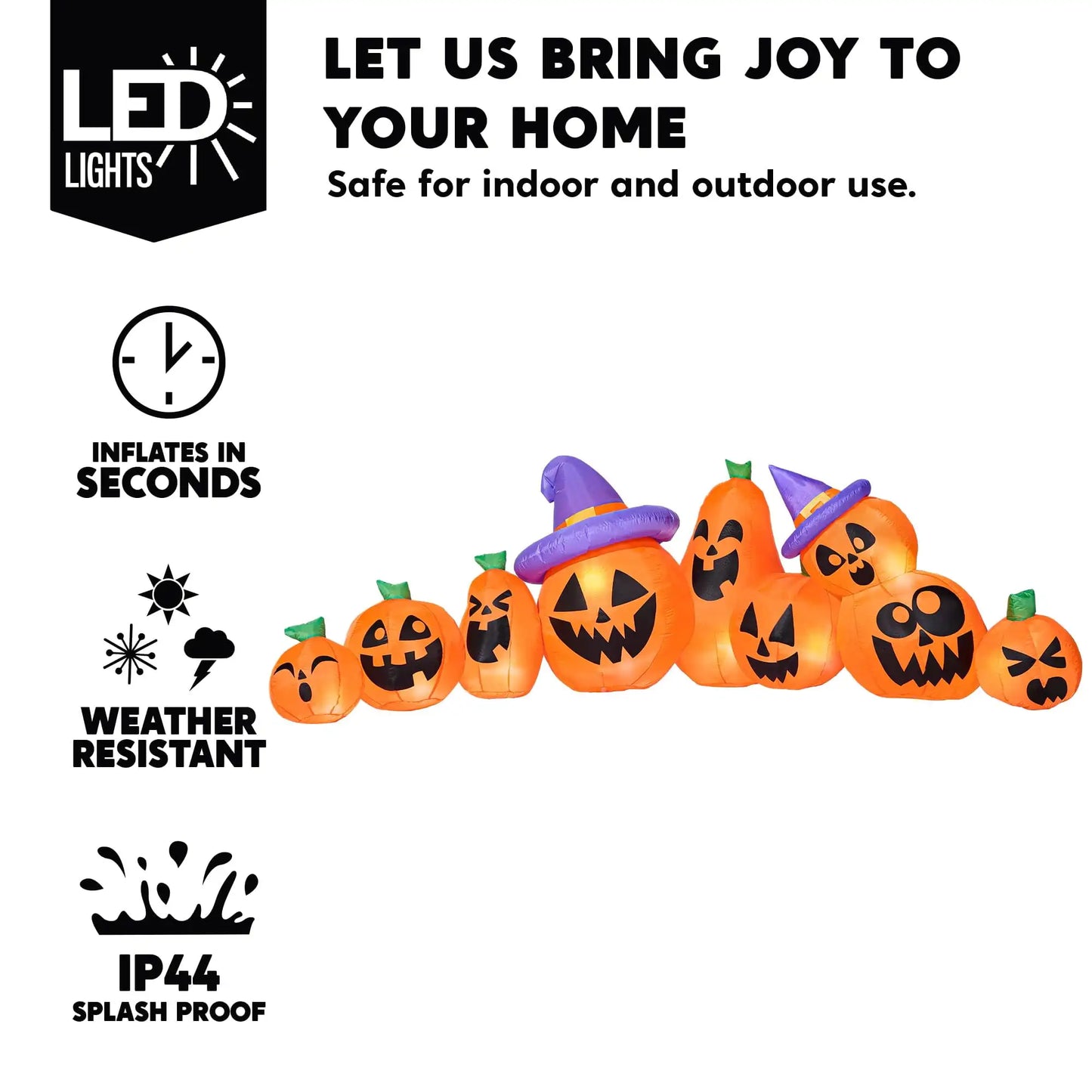 Joyfy 12.5 Ft Halloween Inflatable Pumpkin Witch Hat LEDs