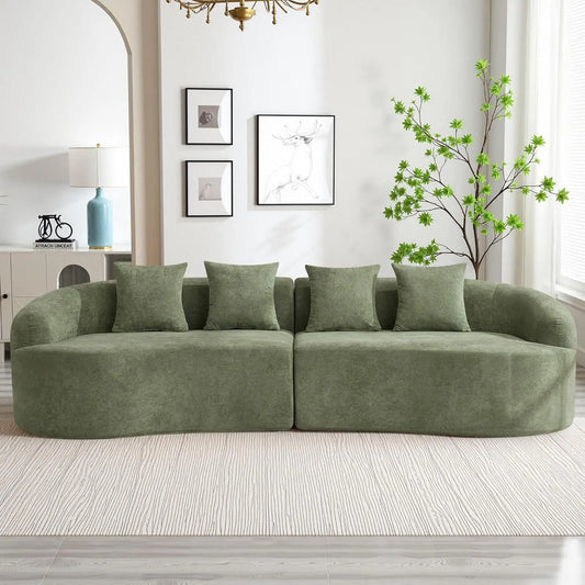 110 Inch 4 Seater Sofa Couch Modern Oversized Curved Cloud Chenille Sectional