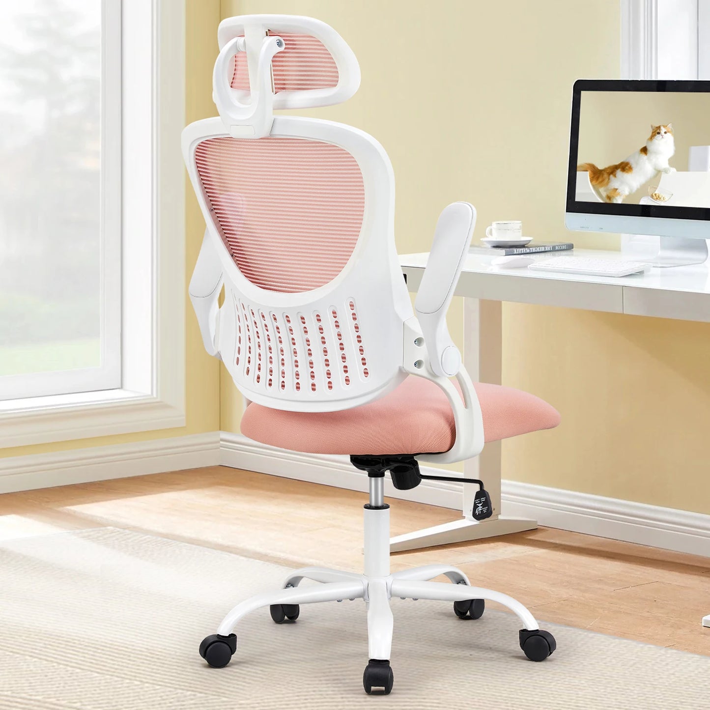 JHK Mesh Ergonomic Office Chair With Flip Up Arms And Adjustable Headrests