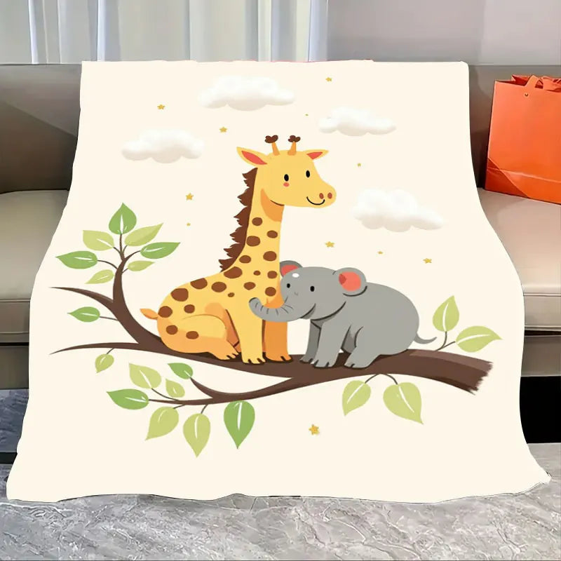 Flannel Blanket Black Cat Print Cozy Halloween Kids Decor