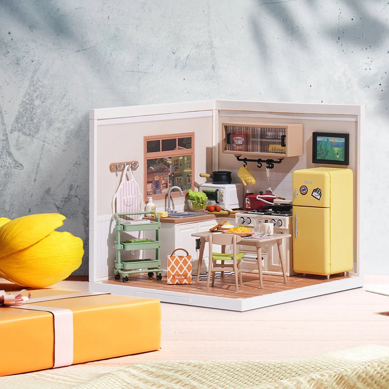 Robotime Rolife 3D Puzzle Happy Meals Kitchen Miniature House Kit