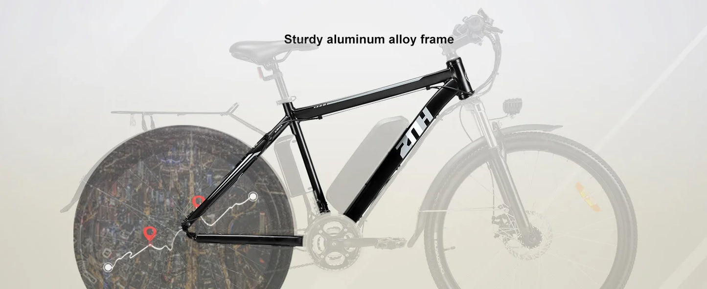 1000W Peak 48V Electric Mountain Bike 26 Inch Battery Range