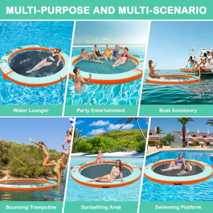 Inflatable Water Hammock 8 Feet Floating Dock With Mesh Tanning Platform