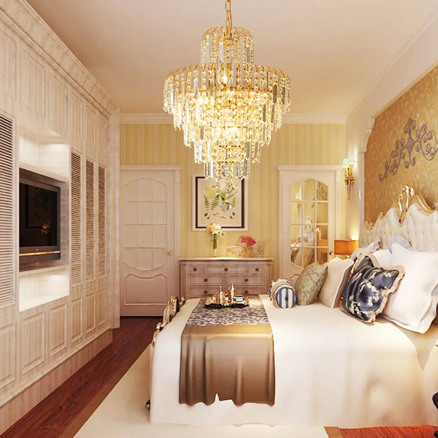 Luxury Crystal Chandelier Modern Ceiling Light Pendant Fixture E14 Elegant Lamp Decor