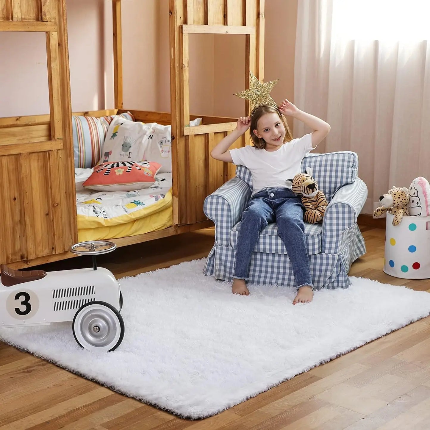 Fluffy Rugs for Bedroom Fuzzy Area Rugs for Living Room Soft Kids Carpet Non Slip for Hardwood Floors Room Decor