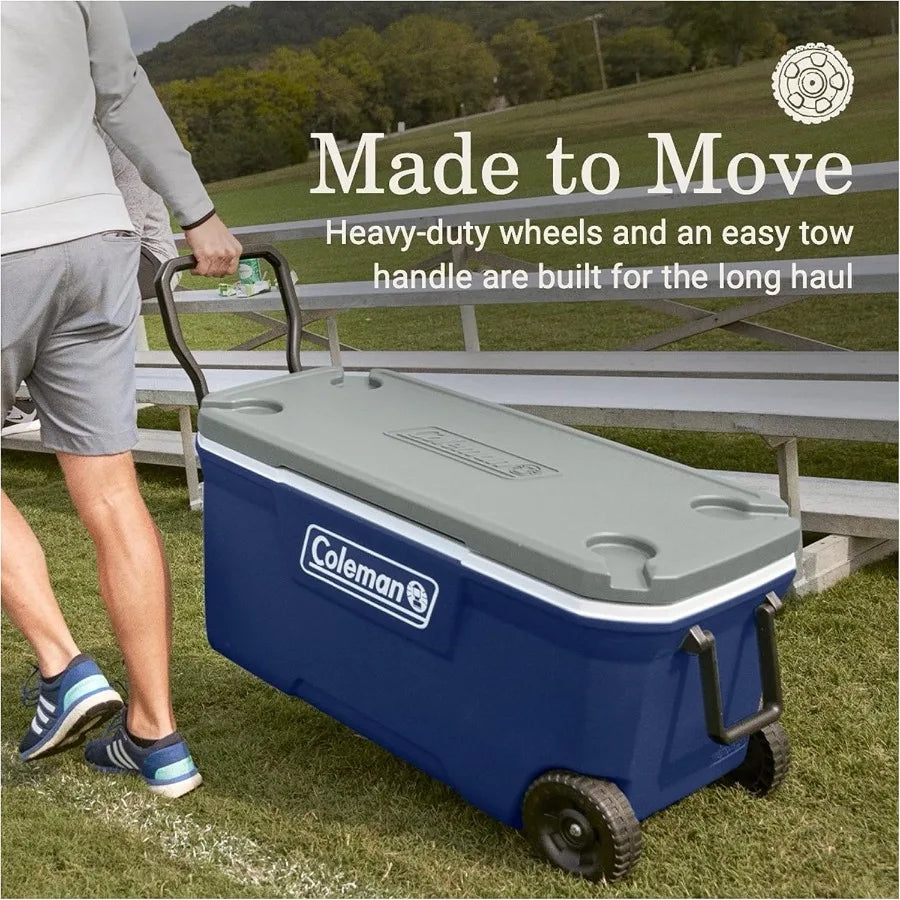 Classic Rolling Insulated Cooler With Wheels Keeps Ice Up To 5 Days 100 Quart