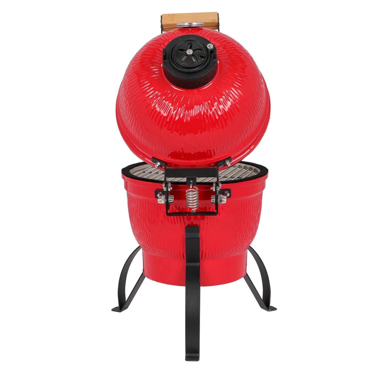 Round Kamado Charcoal Grill 13 Inch Ceramic Asador Orange Outdoor Barbecue