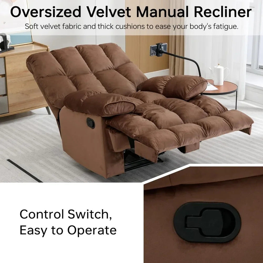 Oversized Velvet Recliner Chair For Adults 400 Lbs Extra Wide And Tall