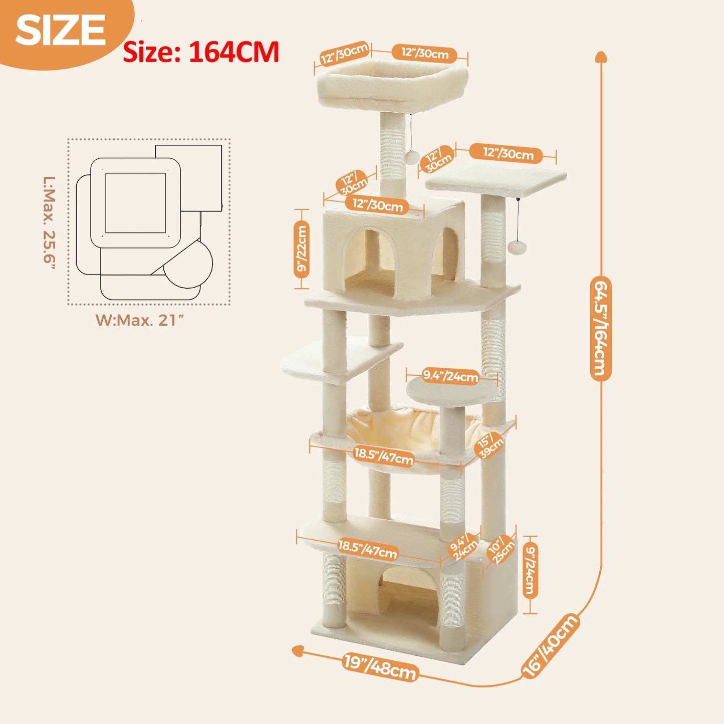 Large Cat Tree Tower Indoor Cats With Sisal Posts Hammock
