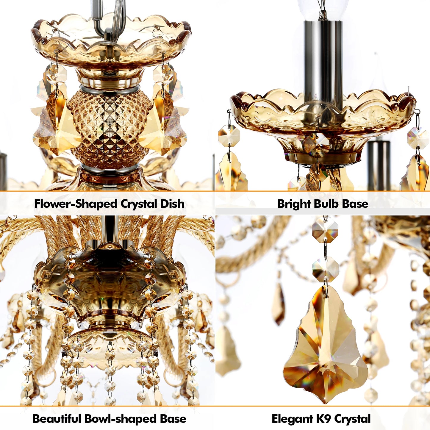15 Arms Crystal Chandelier Pendant Lighting E14 Modern K9 Glass Fixture for Bedroom Living Room Corridor Hall