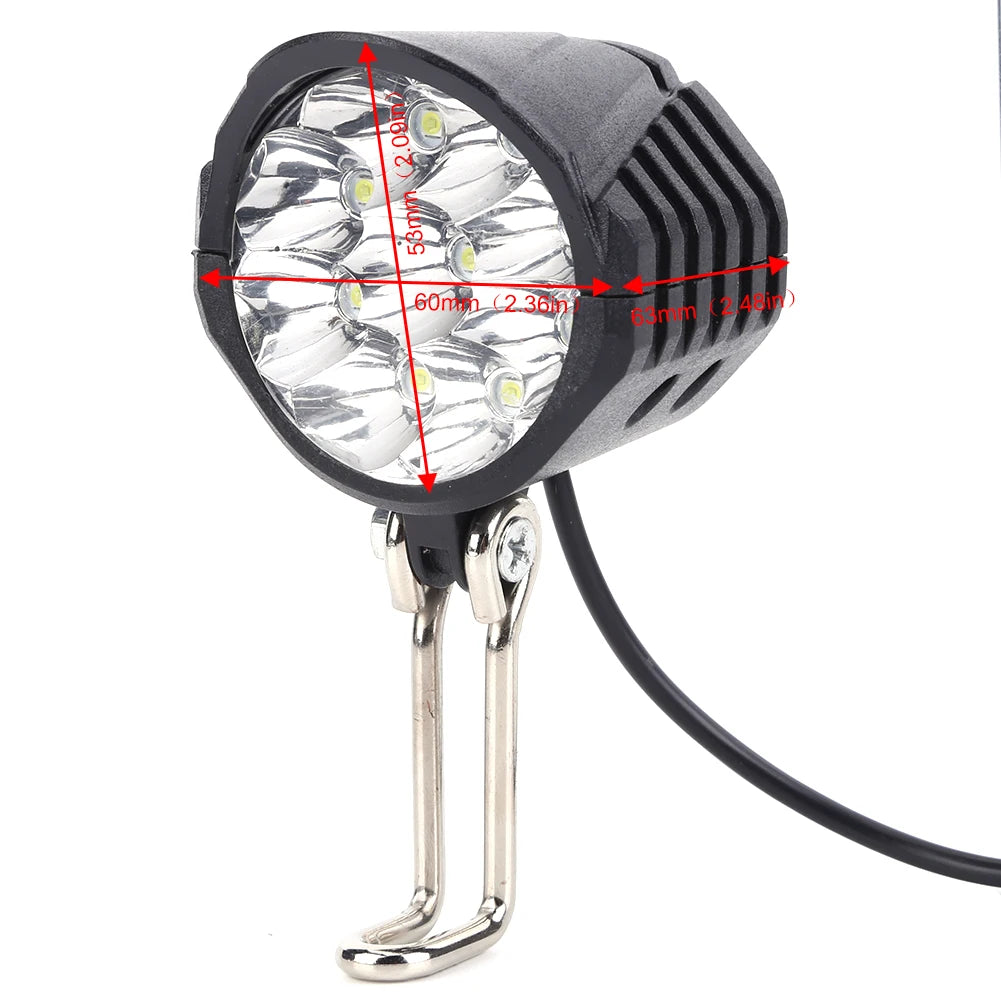 48V Electric Bicycle Front Light High Brightness LED Horn