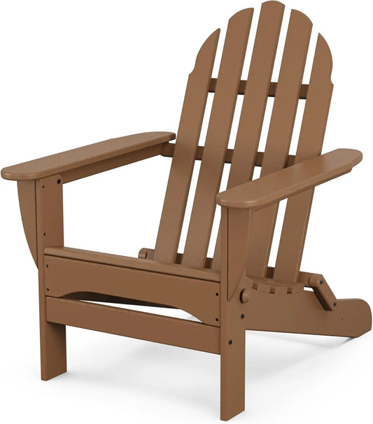 Classic Folding Adirondack Chair Outdoor Teak Wood 35 Inch High