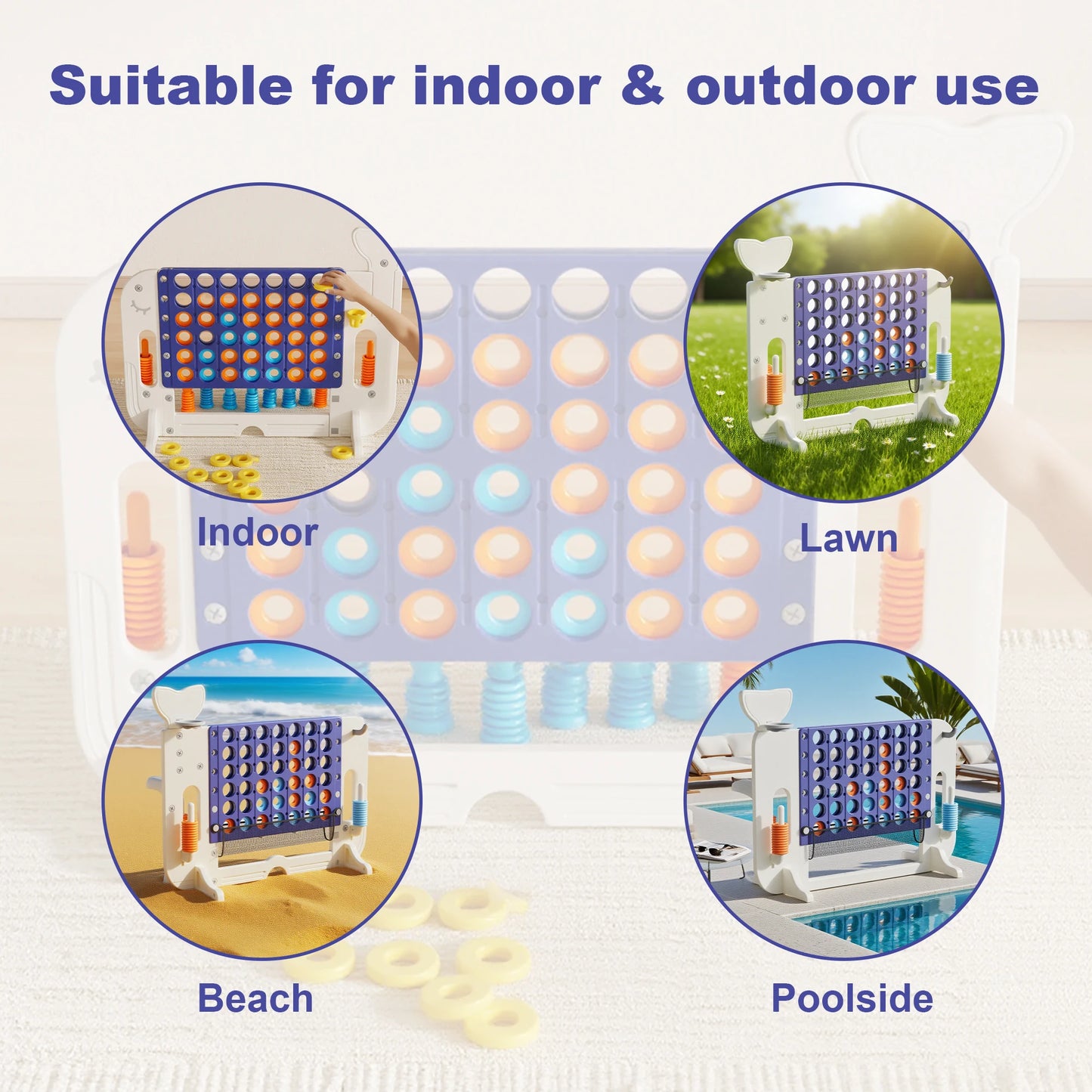 Kids Giant 4 To Score Mesh Bag Connect Four Ring Toss Golf And Basketball Hoop