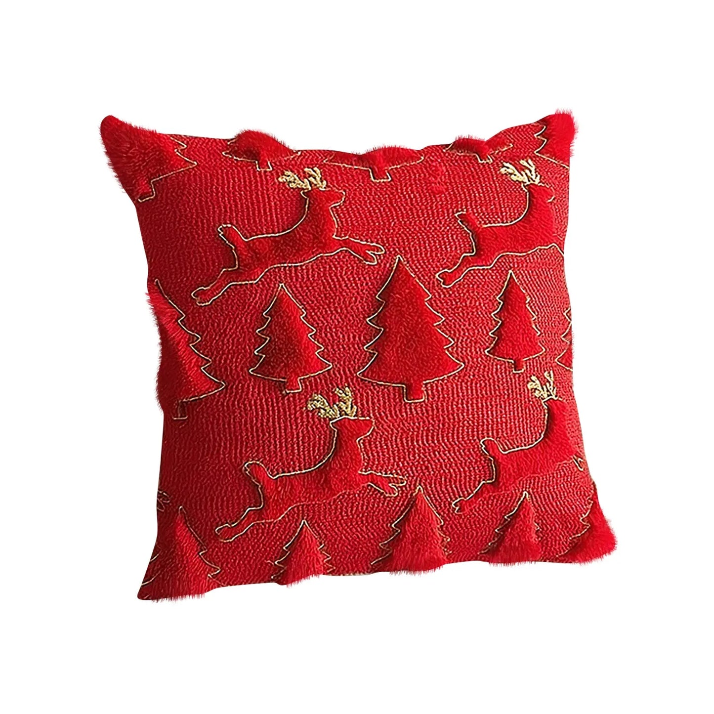 Christmas Tree 3D Plush Backrest Cushion Cover for Sofa