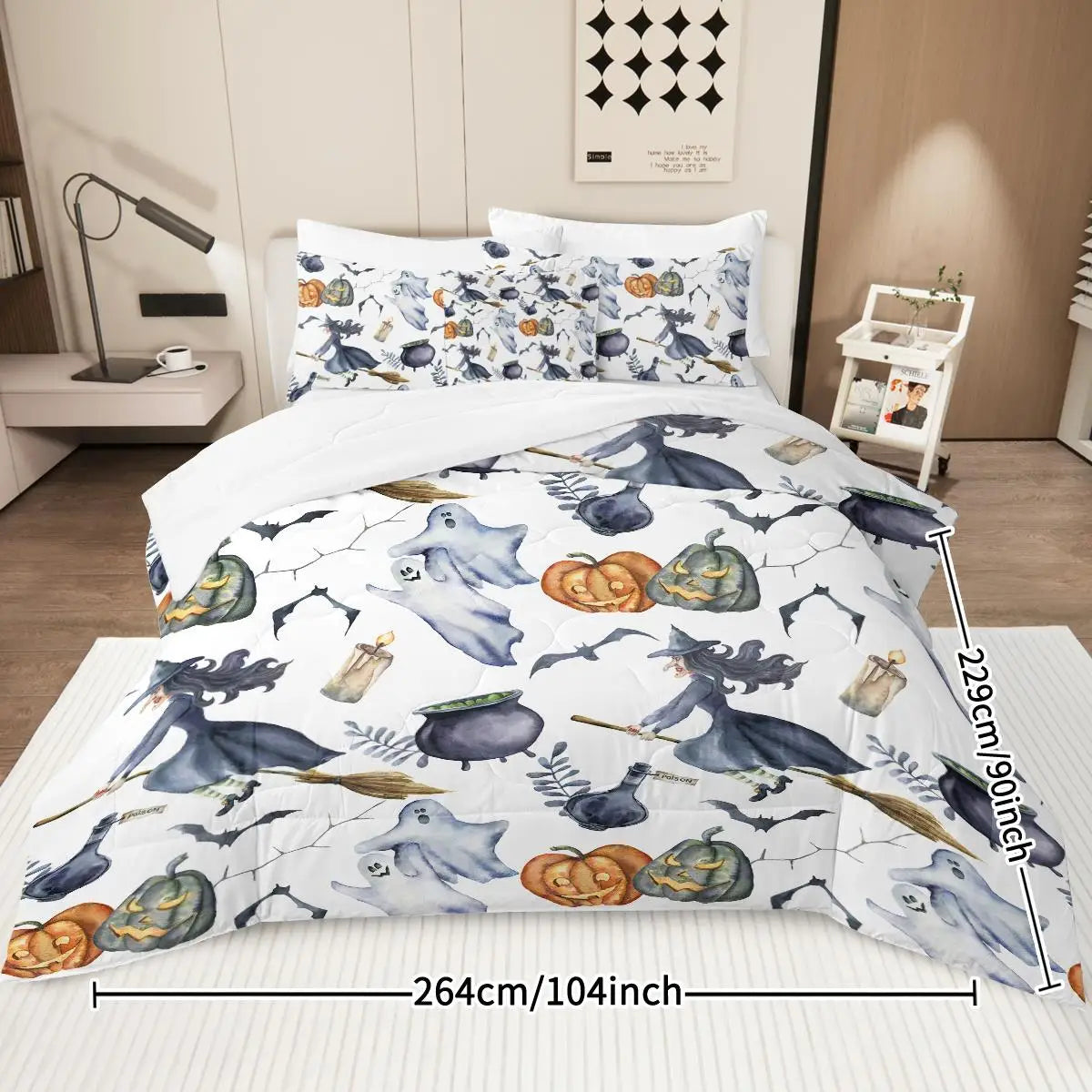 Witch Pattern Bed in a Bag Twin Comforter Sheets Set