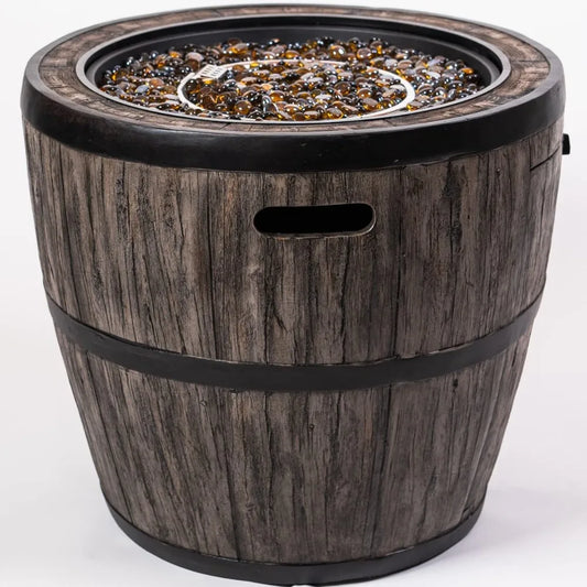 Outdoor 27 Inch Wine Barrel Gas Fire Pit With Glass FP0121P
