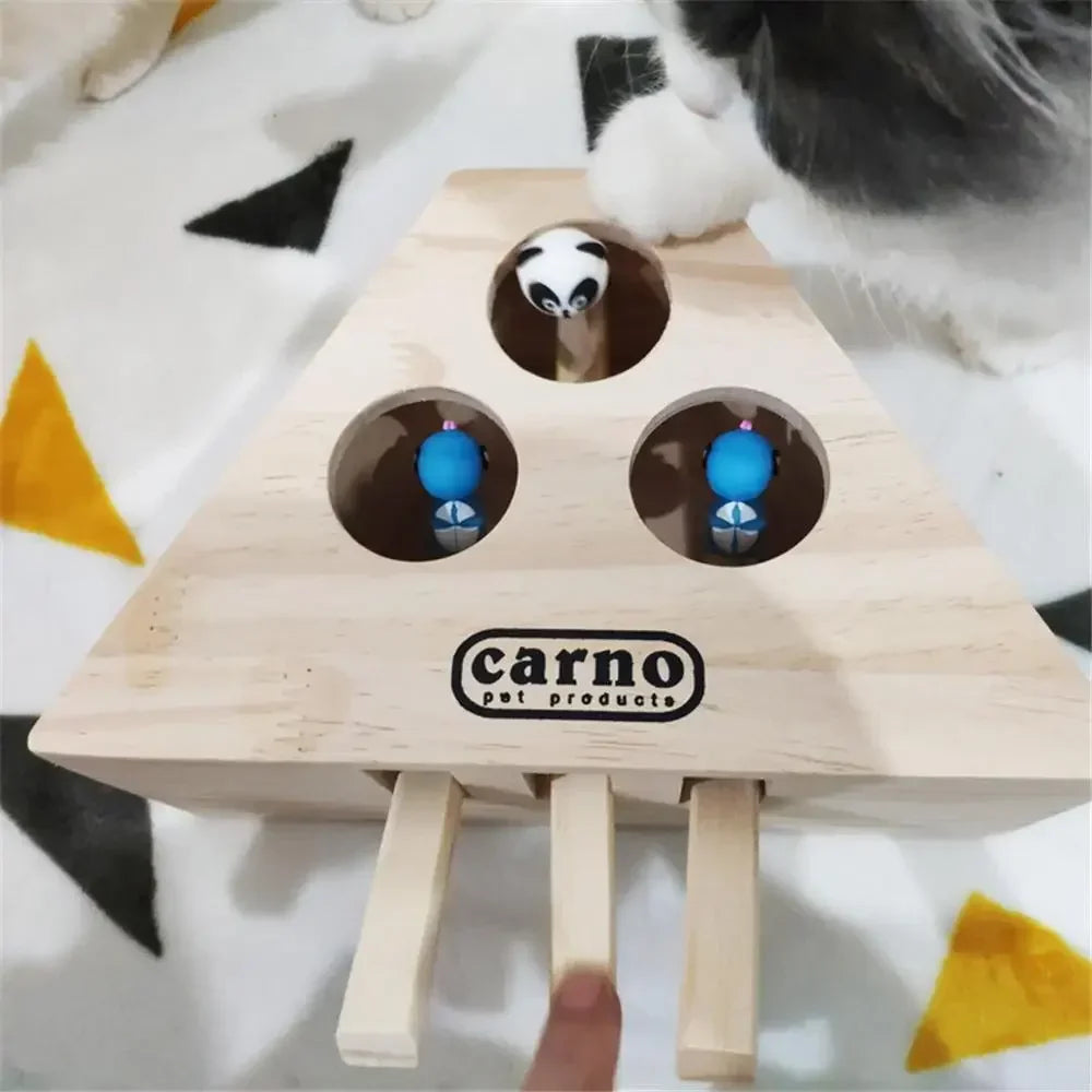 Cat Hunt Toy Chase Mouse Wood Maze For Cats Catnip Fun