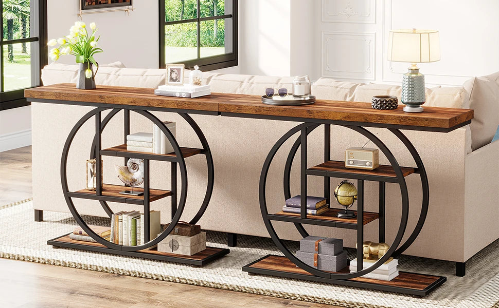 Tribesigns 41.3 Inch Industrial Sofa Table 4 Tier Entryway