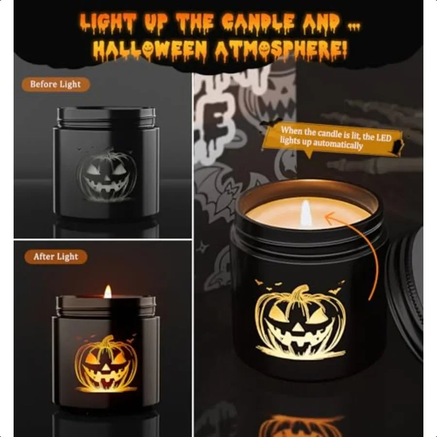 Halloween Scented Candles Set 4 Pack Gift With Pumpkin