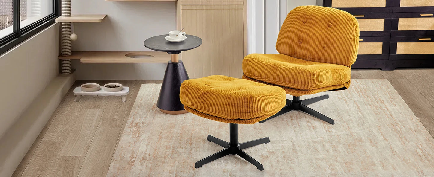 Redlife Foldable Accent Chair 360 Degree Swivel Tufted Upholstered Living Room