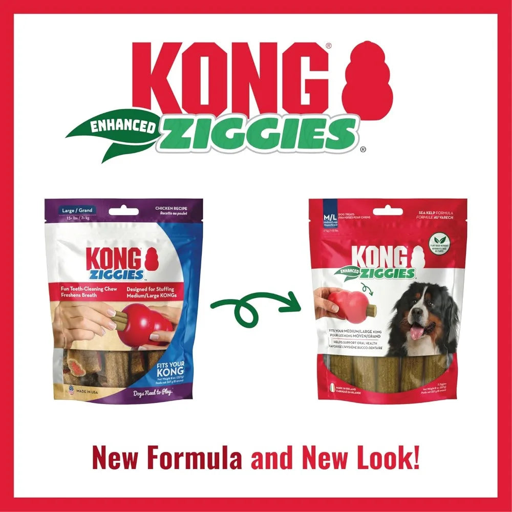 KONG Classic Toy and Enhanced Ziggies Treats Combo Pack for Dogs