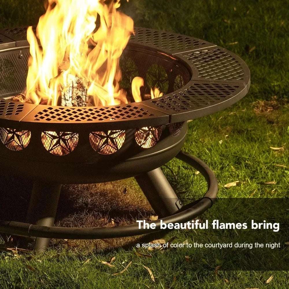 36 Inch Fire Pit With Grill And Lid Outdoor 3 In 1 Unit